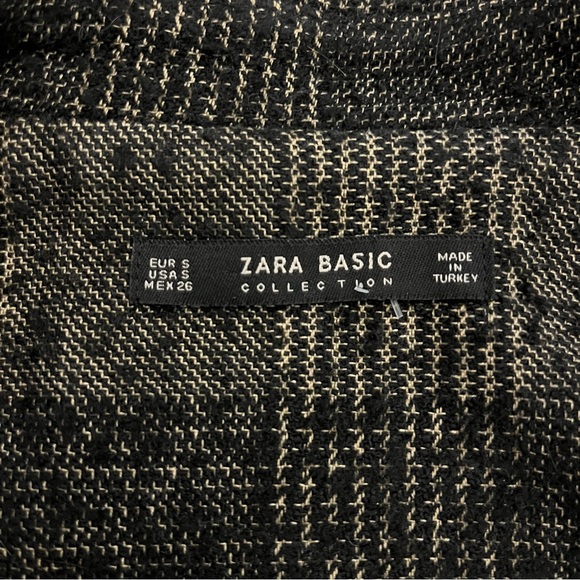 Zara plaid Vest Overcoat with lapel neck and faux fur pockets, size S - Picture 7 of 11